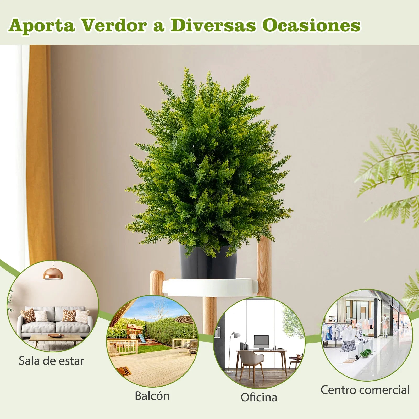 🌿 2-Pack Artificial Cedar Boxwood Bonsai – 55cm Decorative Plants with Pots for Home & Office