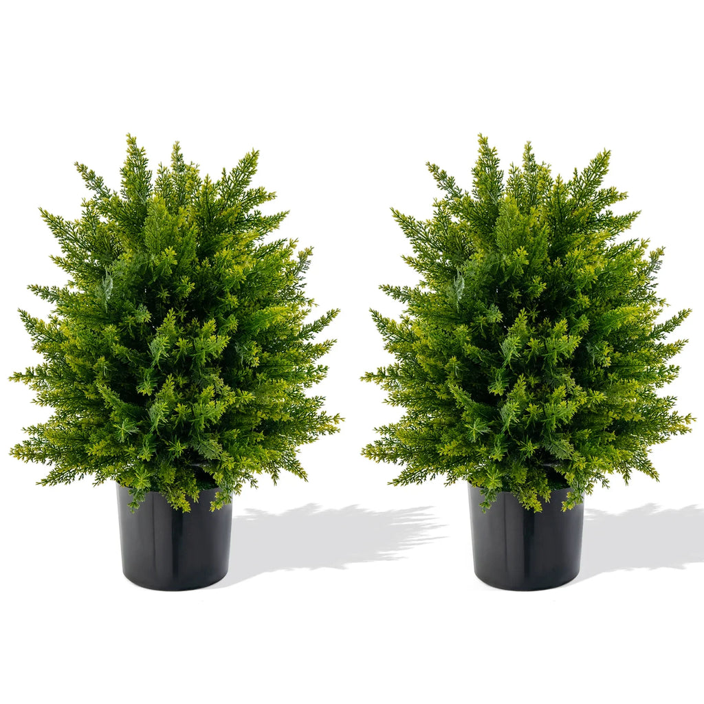 🌿 2-Pack Artificial Cedar Boxwood Bonsai – 55cm Decorative Plants with Pots for Home & Office