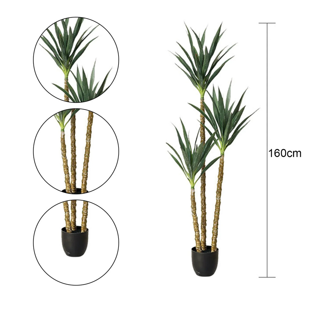🌵 160cm Artificial Agave Tree – Faux Plant with 3 Trunks in Pot for Indoor & Outdoor Decor