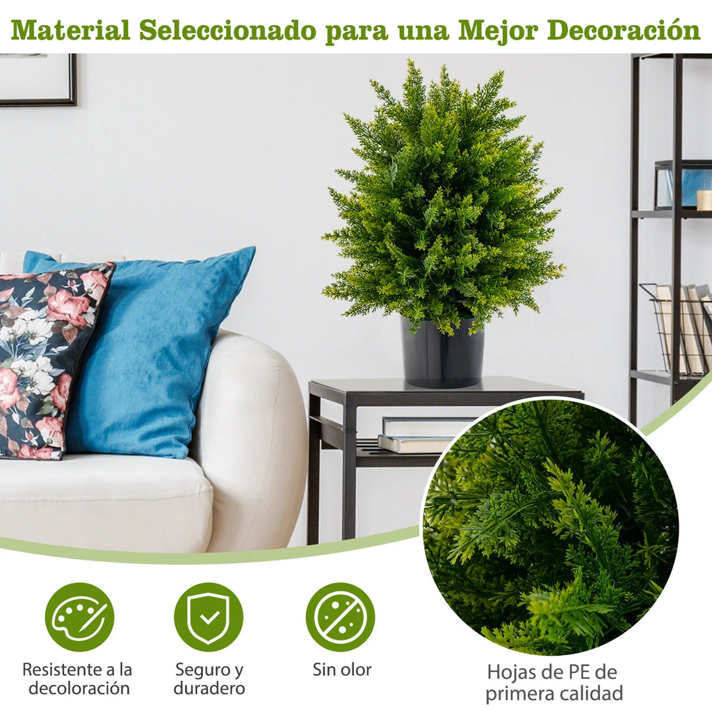 🌿 2-Pack Artificial Cedar Boxwood Bonsai – 55cm Decorative Plants with Pots for Home & Office
