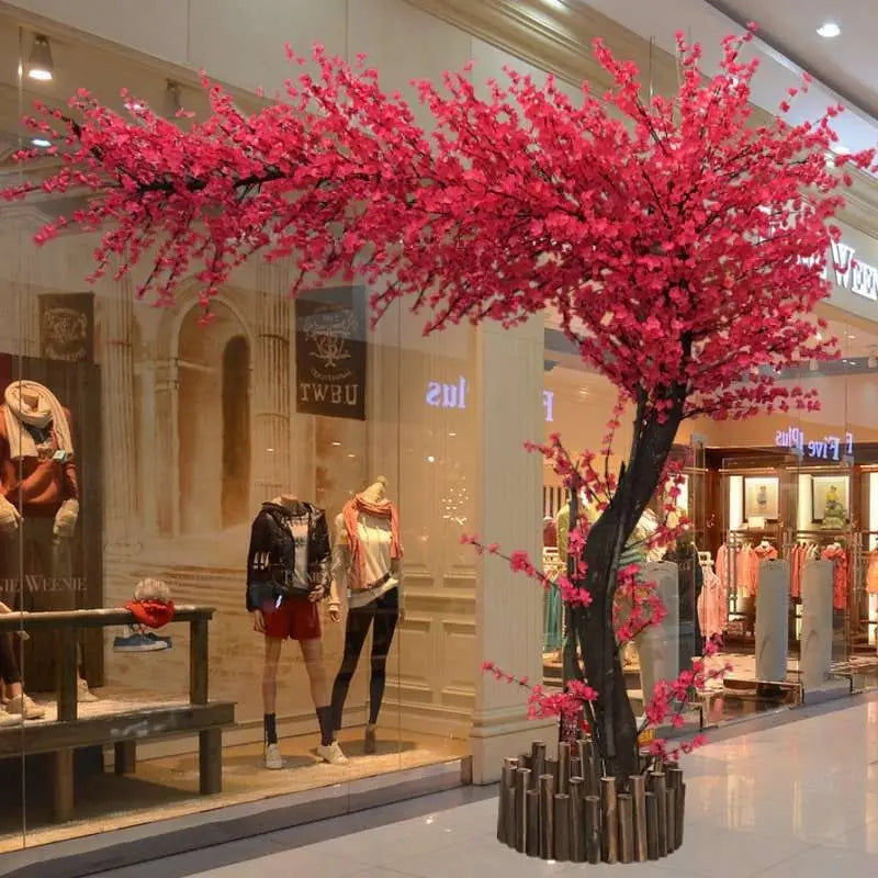 🌸 Artificial Peach, Cherry Blossom & Red Maple Trees – Floor-Standing Floral Decor for Weddings, Hotels & Events